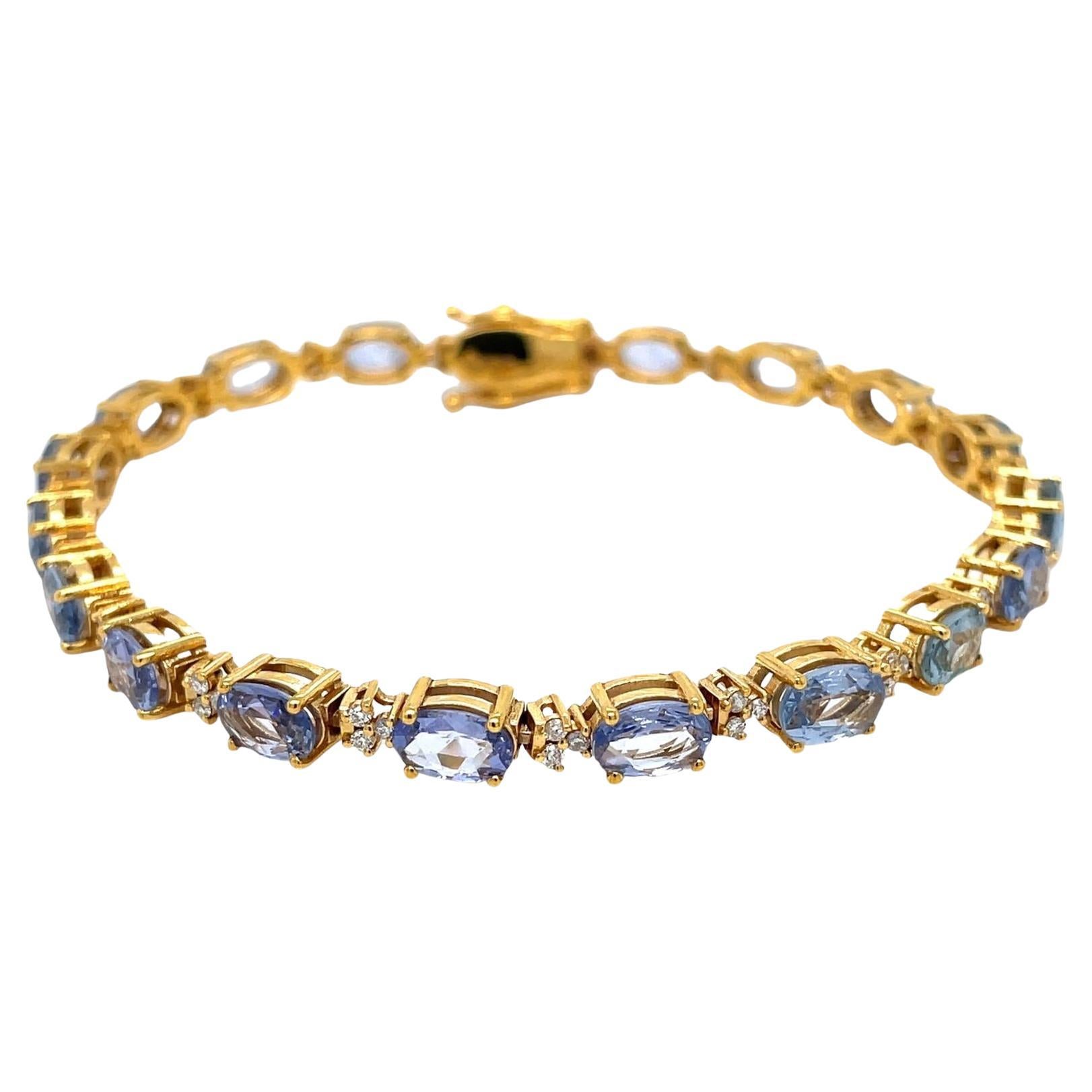 CTW 14 Light Blue Sapphire Diamond Rose Gold Link Bracelet