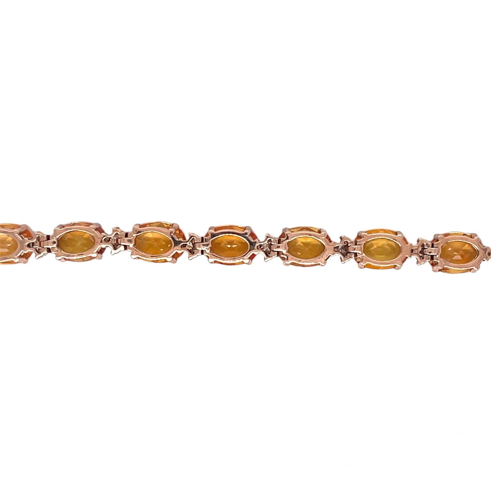 Moderne Bracelet à maillons en or rose avec diamant Padparadsha de 16 CTW naturel en vente