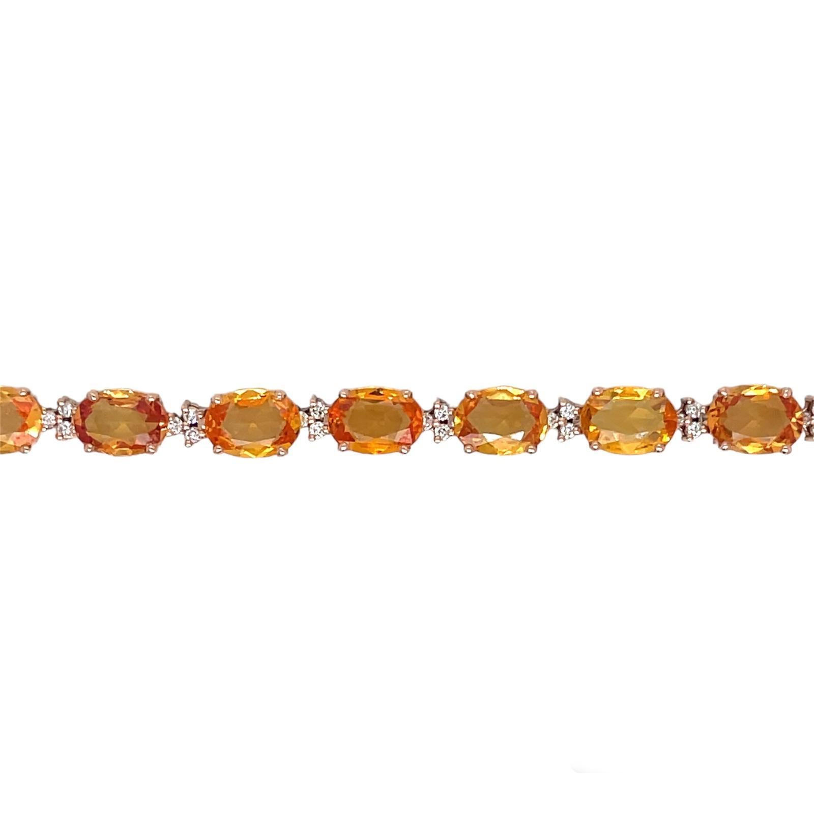 Bracelet à maillons en or rose avec diamant Padparadsha de 16 CTW naturel en vente 2
