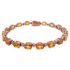 Bracciale a maglie in oro rosa con diamanti naturali Padparadsha CTW 16