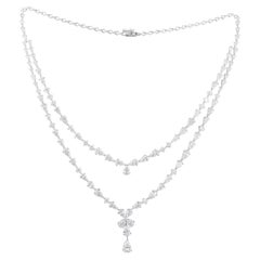 CTW 24.94 Natural SI/H Diamond Multi Strand Necklace 18 Karat White Gold Jewelry