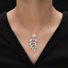 CTW 2.82 SI Clarity HI Color Diamond Pave Floral Pendant Necklace 18k White Gold
