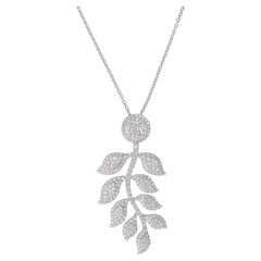 CTW 2,82 SI Reinheit HI Farbe Diamant Pave Floral Anhänger Halskette 18k Weißgold