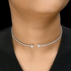 Collier ras-du-cou certifié CTW 5.12, diamants de couleur SI/H, en or blanc 14 carats