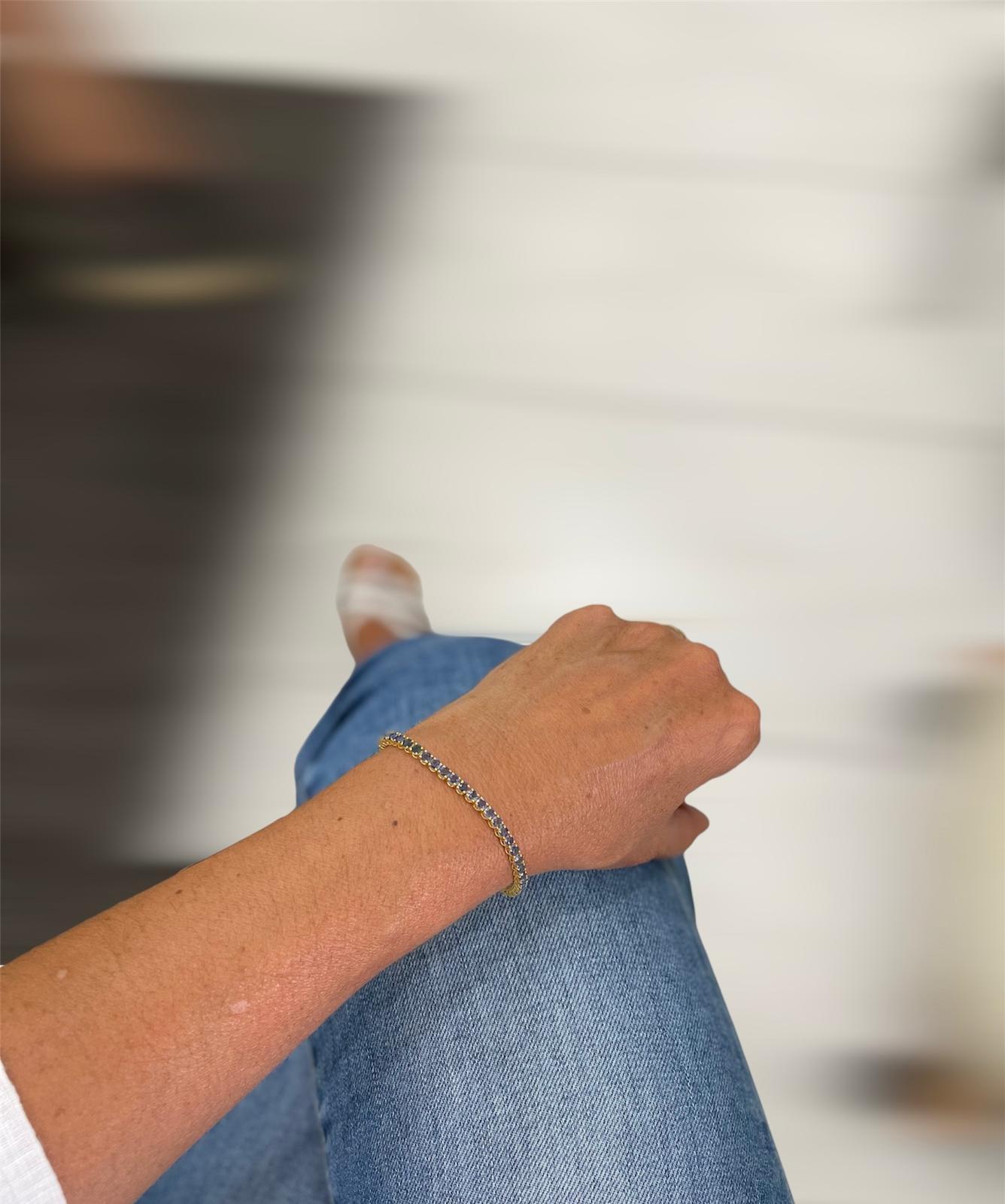 CTW 6 Zafiro Azul Natural Pulsera de Tenis de Oro en venta 4
