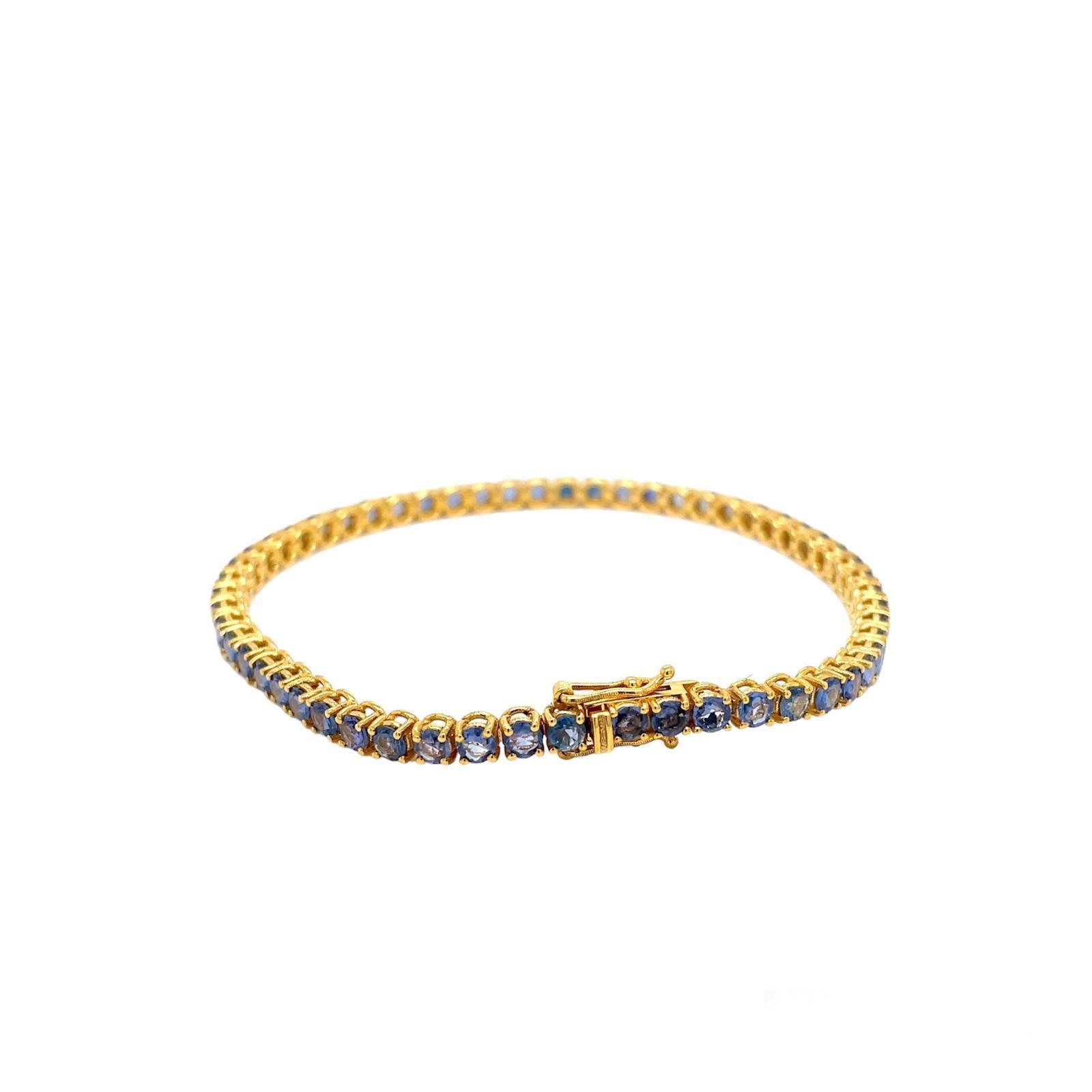 CTW 6 Zafiro Azul Natural Pulsera de Tenis de Oro Corte rosa en venta