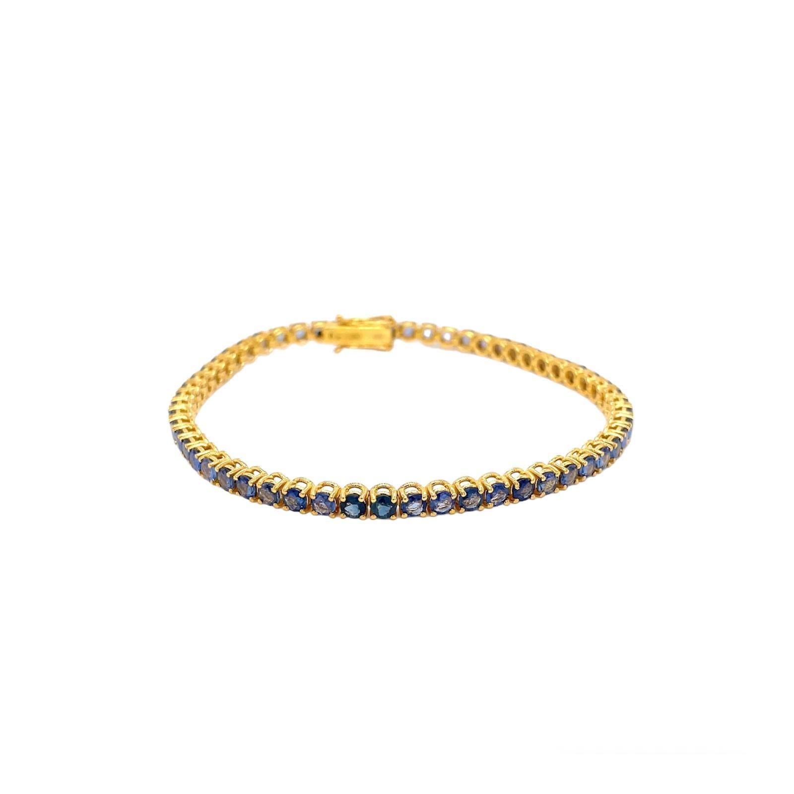 CTW 6 Zafiro Azul Natural Pulsera de Tenis de Oro en venta 2