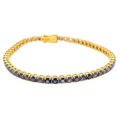 Bracciale tennis in oro con zaffiro blu naturale CTW 6