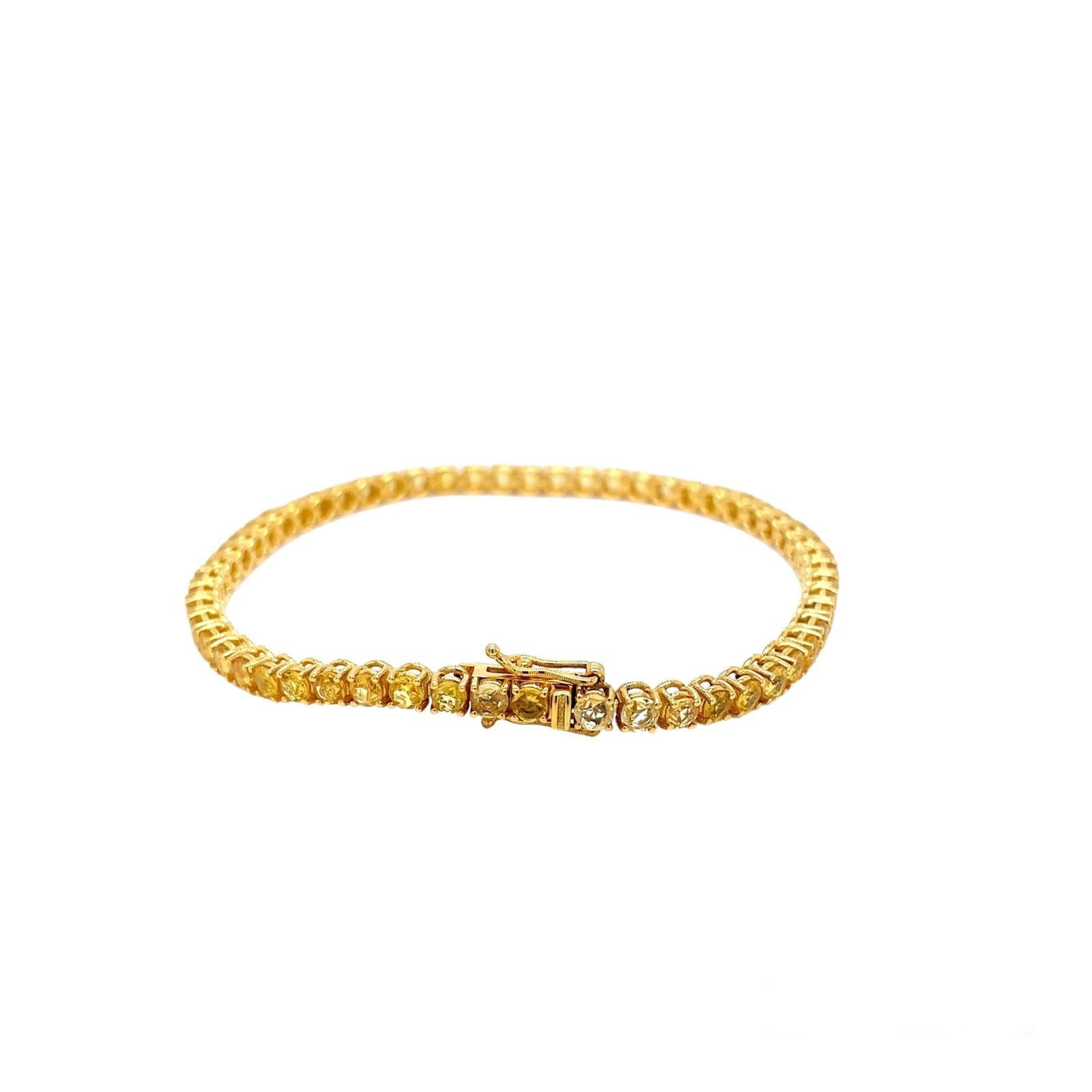 Gold-Tennisarmband mit CTW 6,5 natürlichem gelbem Saphir im Angebot 4