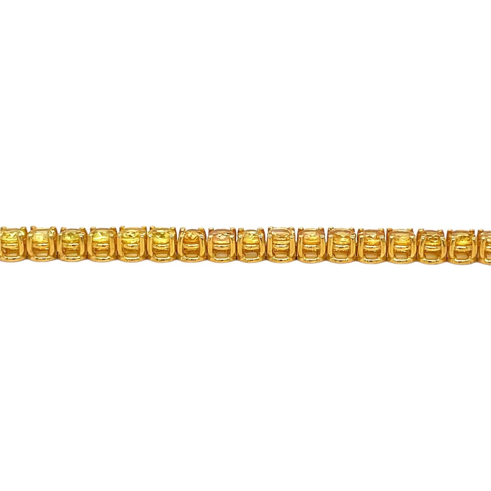 Gold-Tennisarmband mit CTW 6,5 natürlichem gelbem Saphir im Angebot 5
