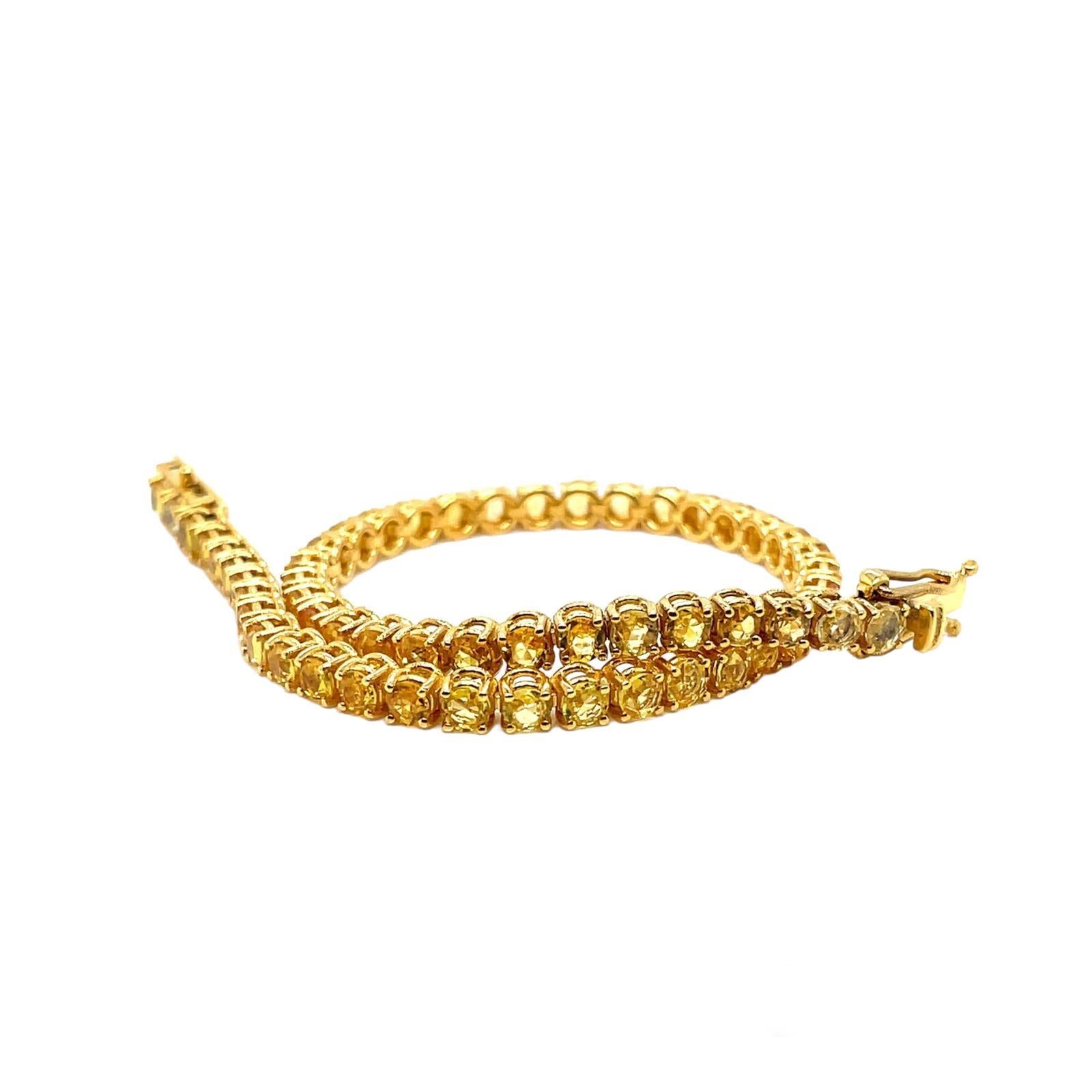 Gold-Tennisarmband mit CTW 6,5 natürlichem gelbem Saphir im Angebot 6