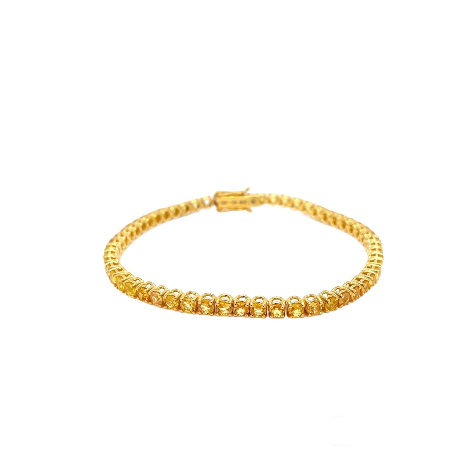Gold-Tennisarmband mit CTW 6,5 natürlichem gelbem Saphir im Zustand „Neu“ im Angebot in Napoli, NA
