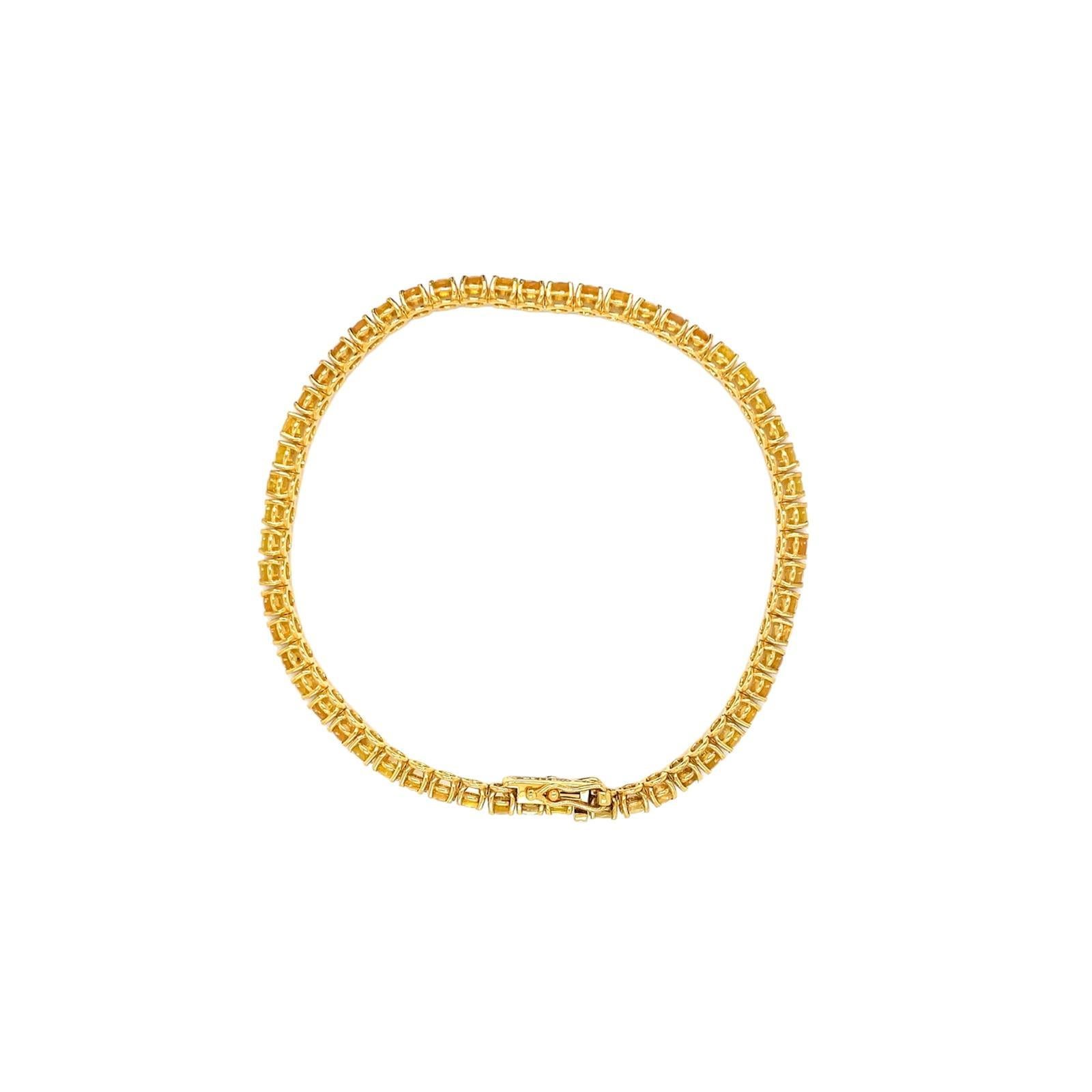 Gold-Tennisarmband mit CTW 6,5 natürlichem gelbem Saphir für Damen oder Herren im Angebot