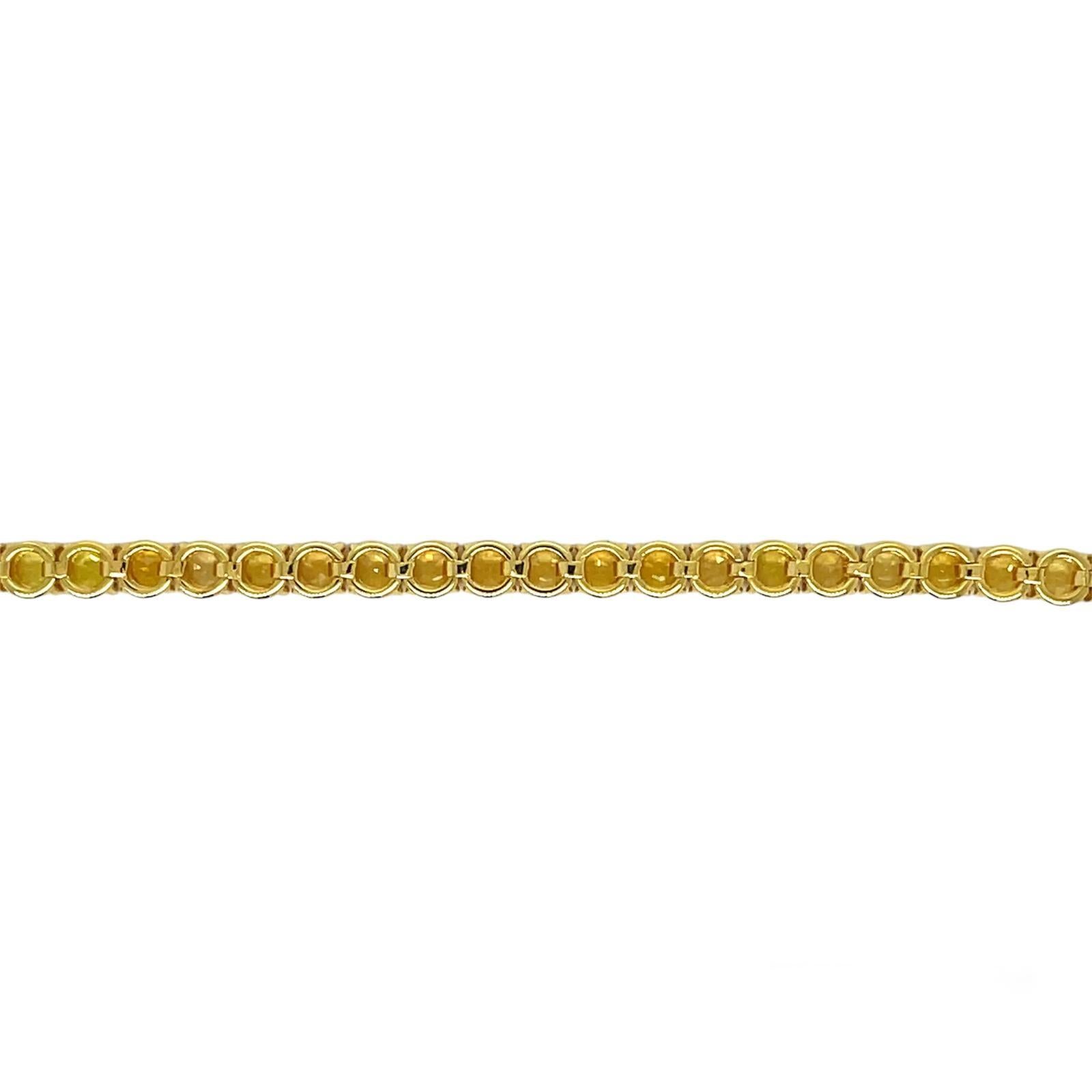 Gold-Tennisarmband mit CTW 6,5 natürlichem gelbem Saphir im Angebot 1