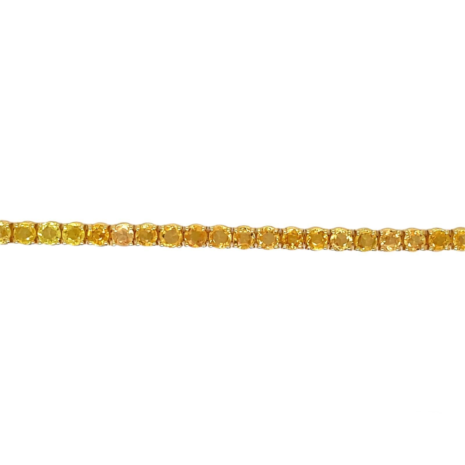 Gold-Tennisarmband mit CTW 6,5 natürlichem gelbem Saphir im Angebot 3