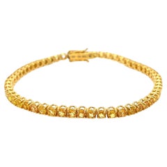 Bracelet tennis en or avec saphir jaune naturel de 6,5 carats