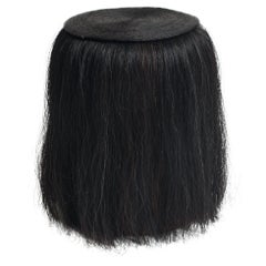 Cuaco Stool - Black handwoven horsehair solid wood stool from Mexico.