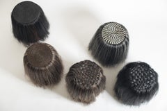 Cuaco Stool - Brown handwoven horsehair solid wood stool from Mexico.