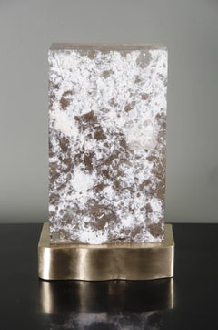 Cuadra Light by Robert Kuo, Smoke Crystal and Brass, Limited Edition, in Stock