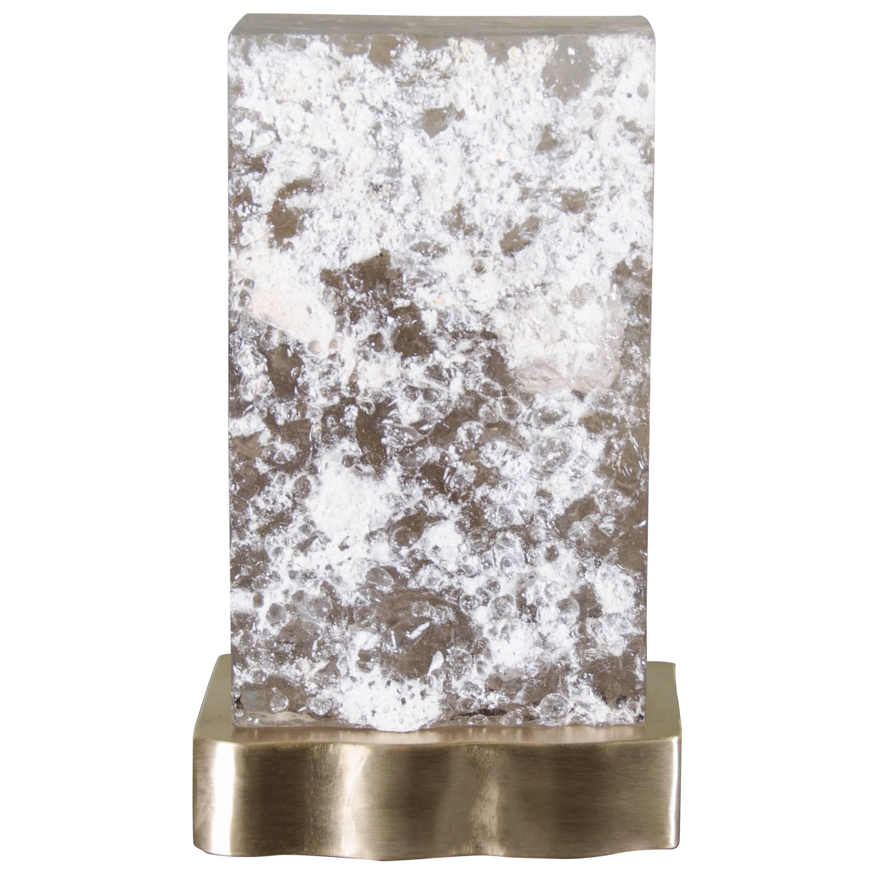 Cuadra Light by Robert Kuo, Smoke Crystal and Brass, Limited Edition, in Stock For Sale