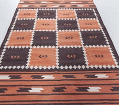 "Cuadrata" Modern Dhurrie Checkerboard Grid Ivory Cotton Carpet