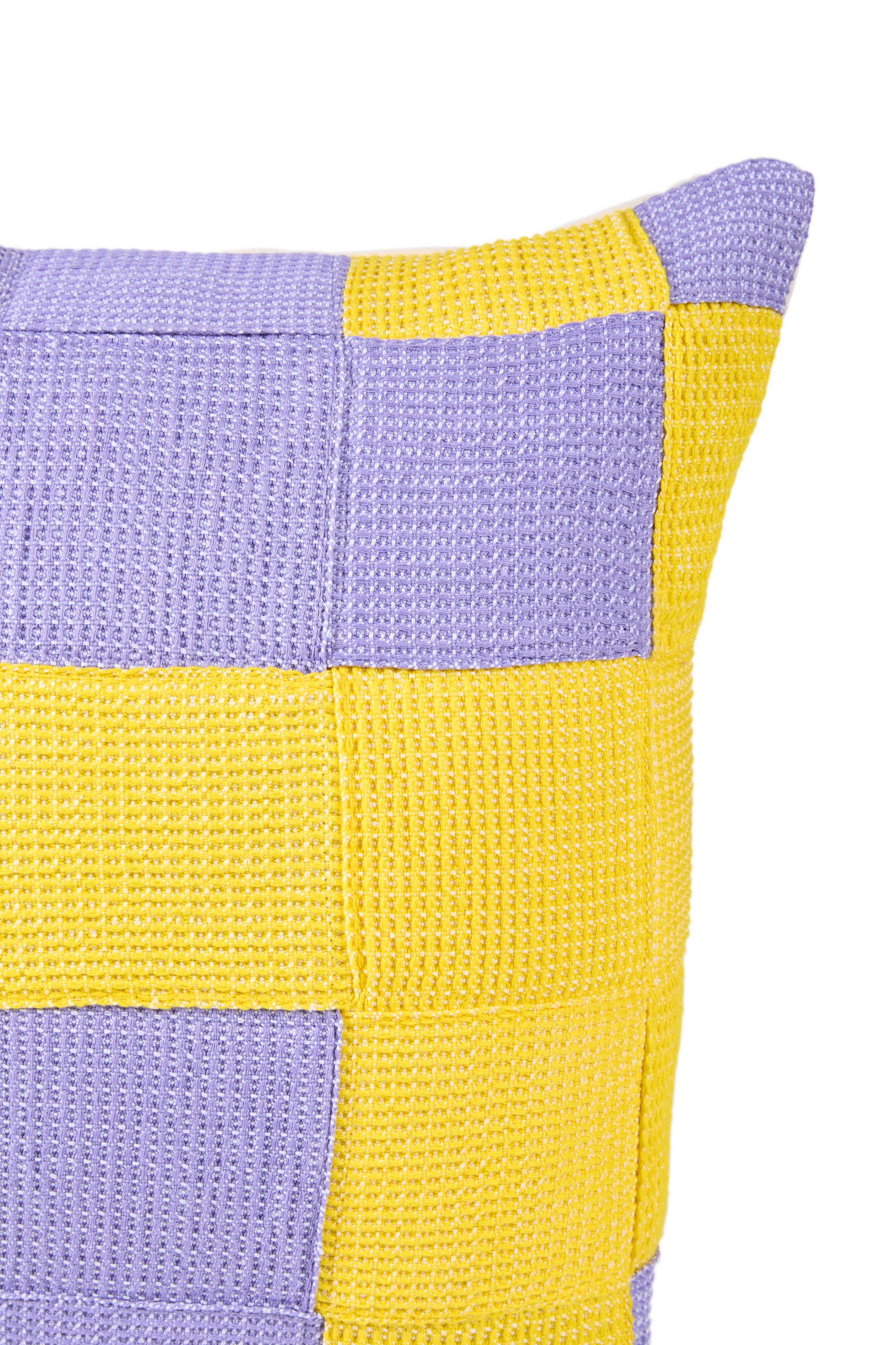 Guatemalan Cuadritos Uva Quilted Cushion For Sale