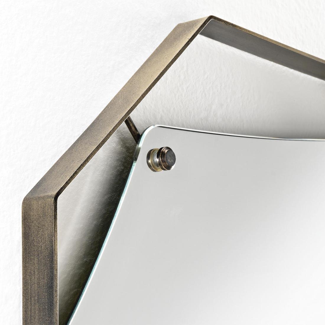 Cuadro Espejo Rectangular con Latón Vintage Italiano en venta