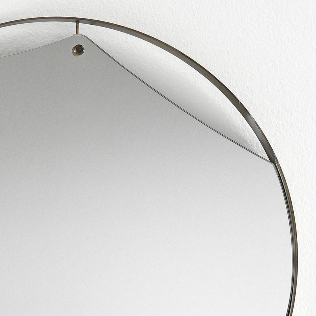 italien Miroir rond à cuadro avec laiton vintage en vente