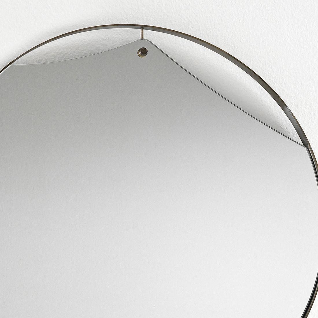 XXIe siècle et contemporain Miroir rond à cuadro avec laiton vintage en vente