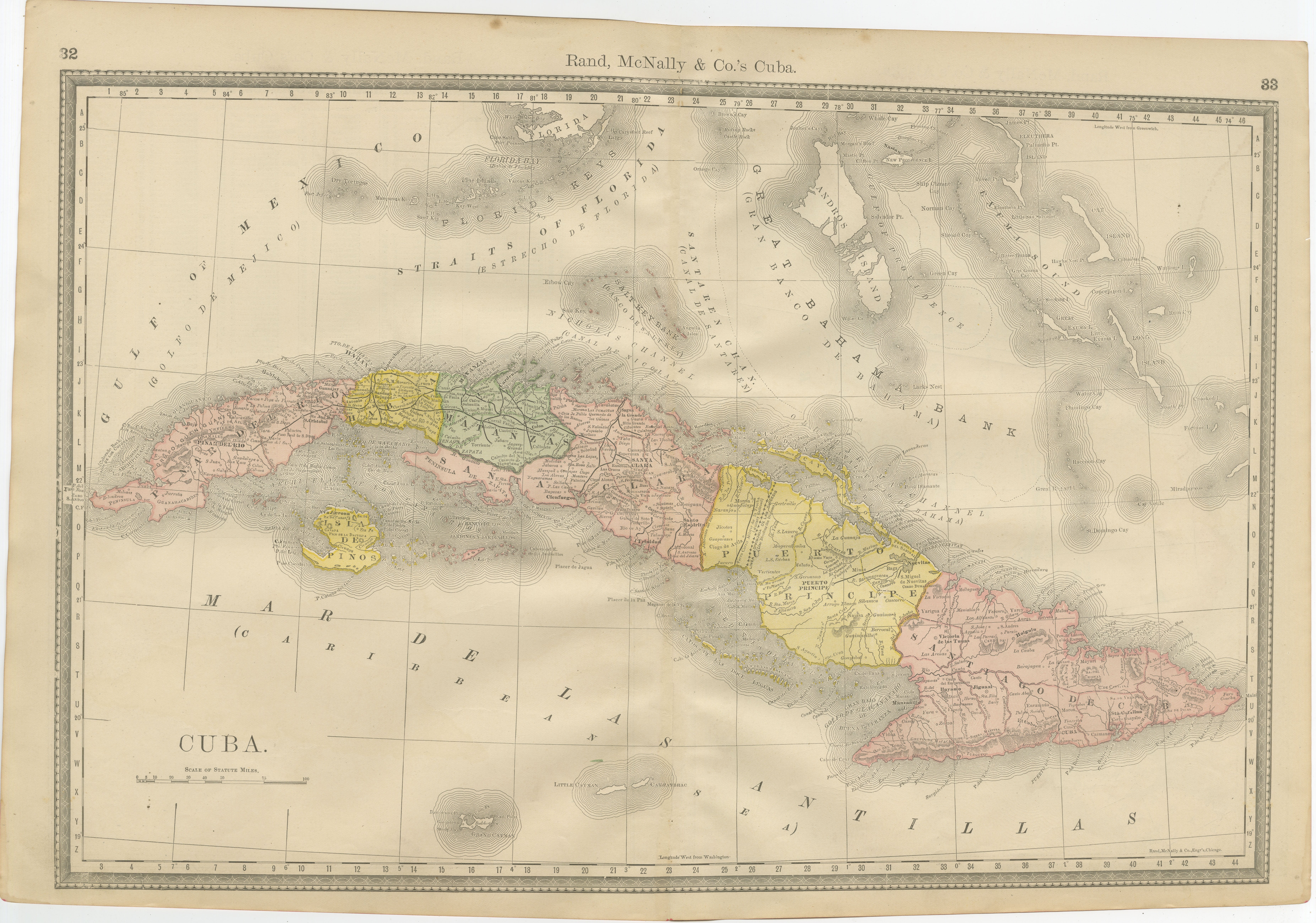 Antique Map of Cuba – Rand McNally, circa 1888

Description:
This antique map of Cuba, published by Rand, McNally & Co. around 1888, presents the island in striking detail during the late colonial period, just a decade before the Spanish–American