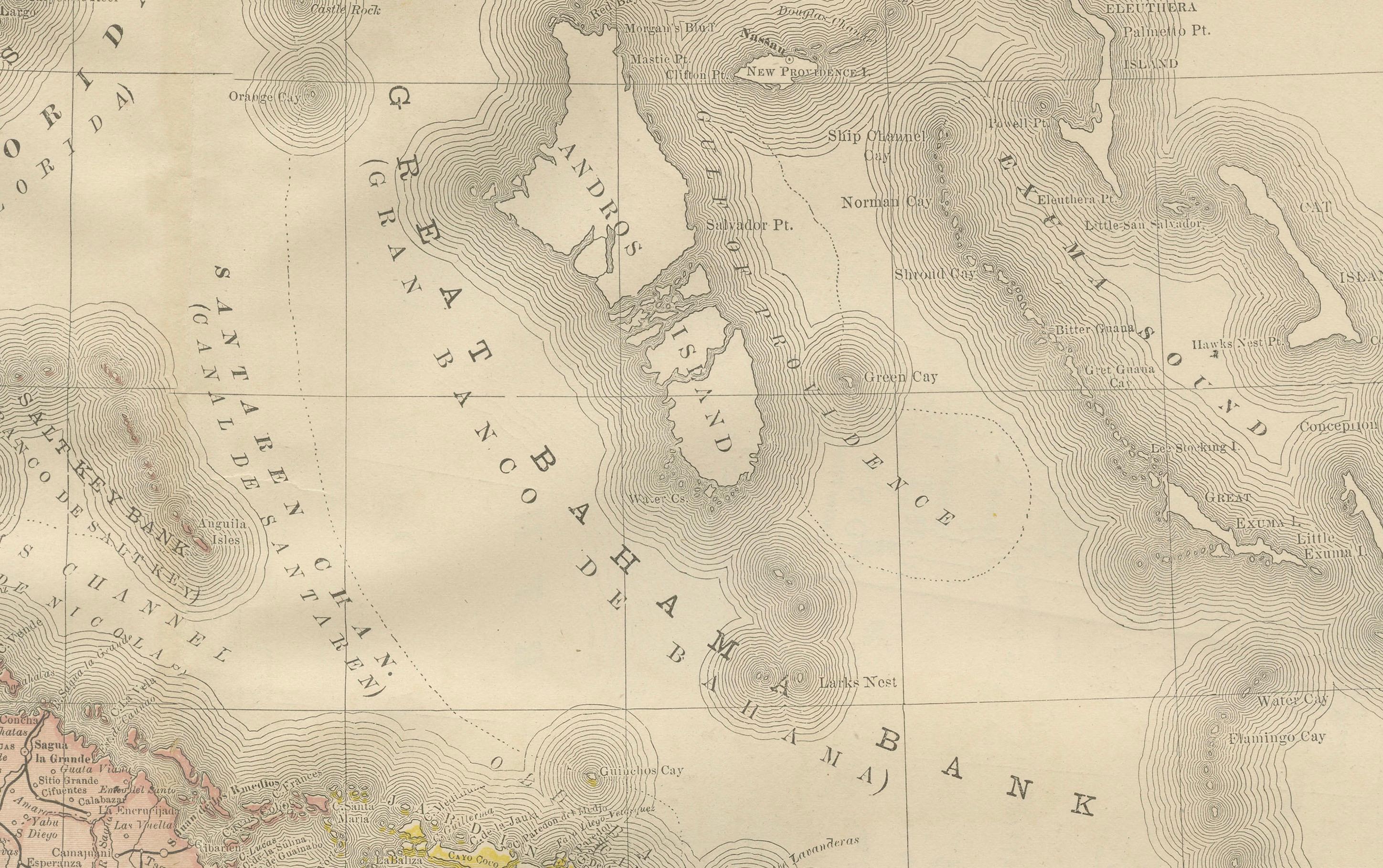 Engraved Cuba Antique Railroad Map c.1888 – The Pearl of the Antilles, Towns For Sale