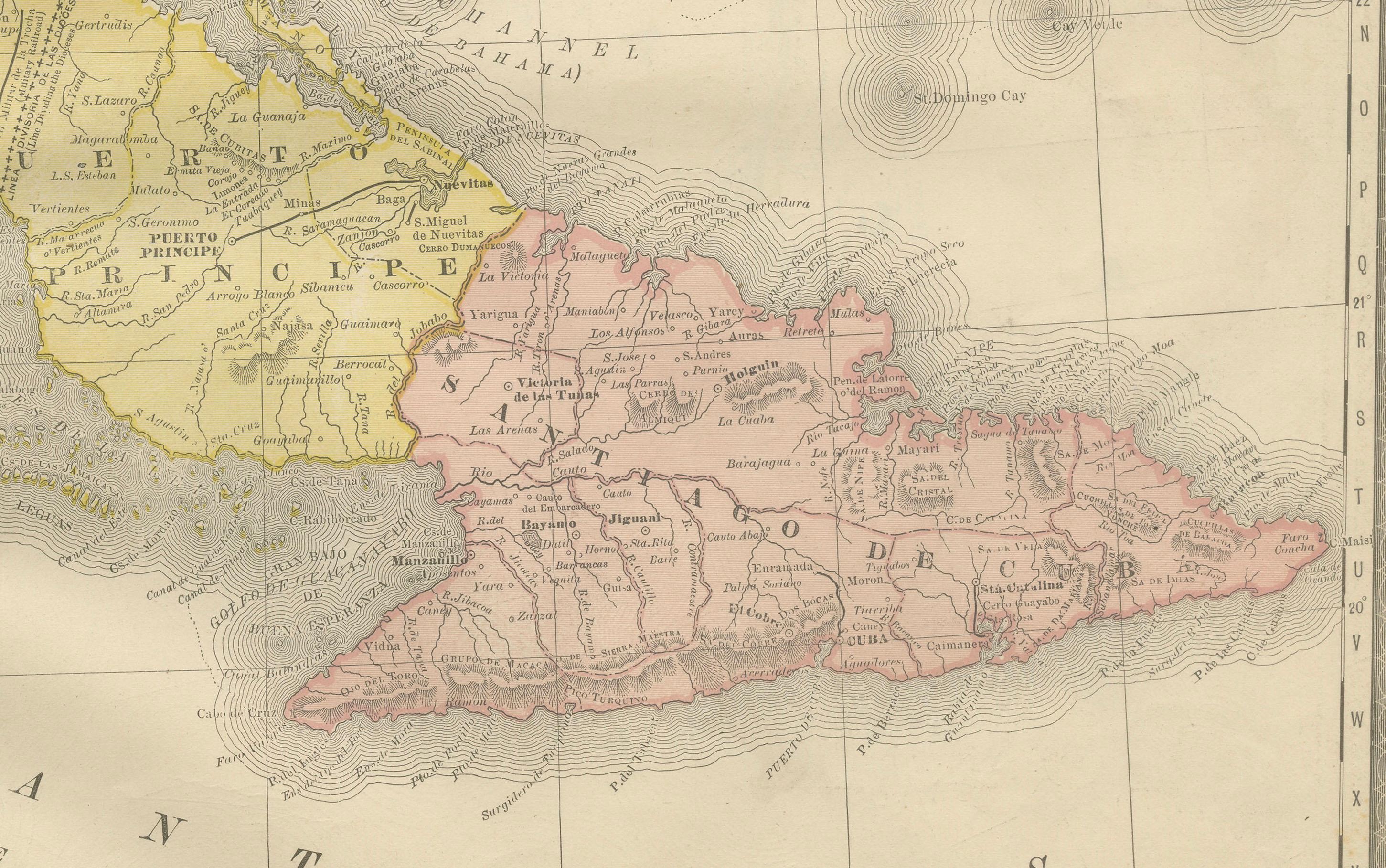 19th Century Cuba Antique Railroad Map c.1888 – The Pearl of the Antilles, Towns For Sale