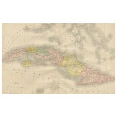 Cuba Antique Railroad Map c.1888 – The Pearl of the Antilles, Towns