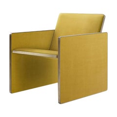 Cuba Armchair Upholstered in Fabric with Edges in Brushed Brass by Dimoremilano