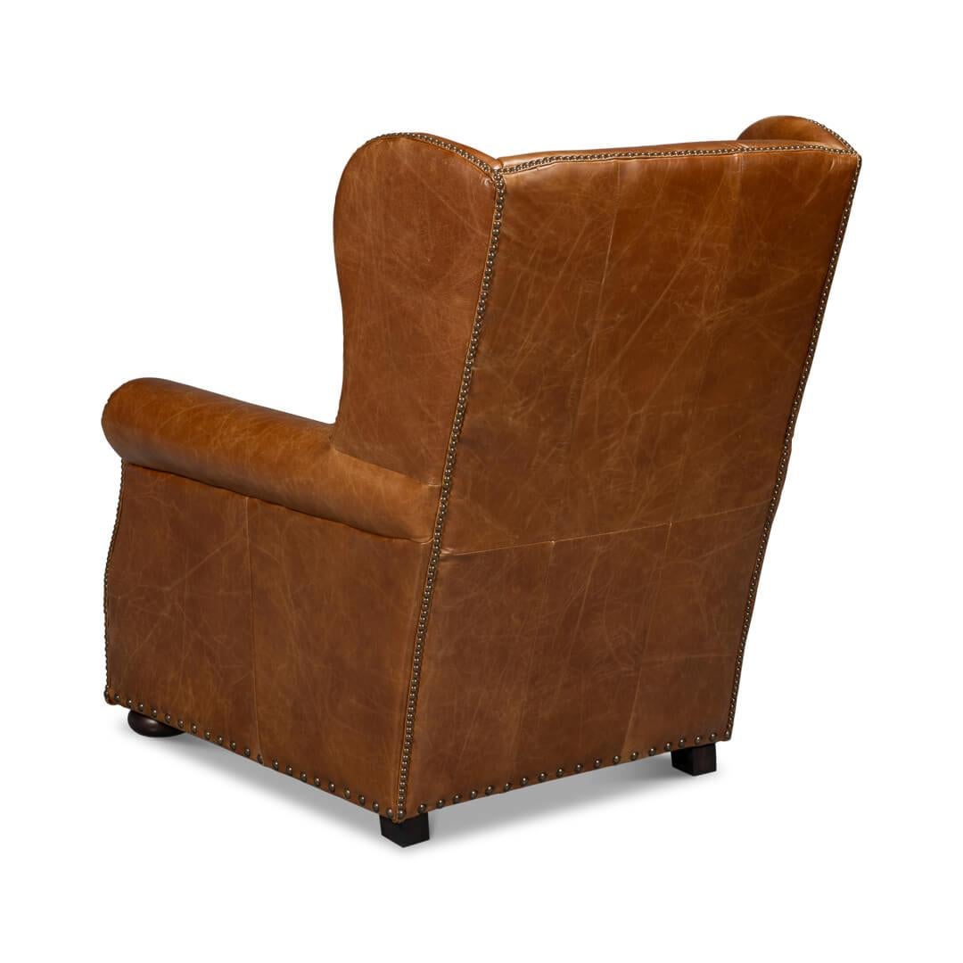Asian Cuba Brown Classic Leather Armchair For Sale