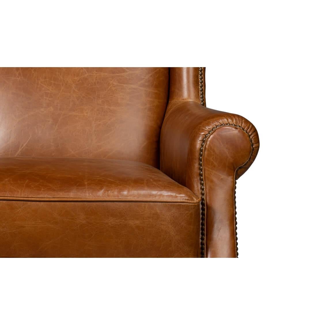 Cuba Brown Classic Leather Armchair In New Condition For Sale In Westwood, NJ
