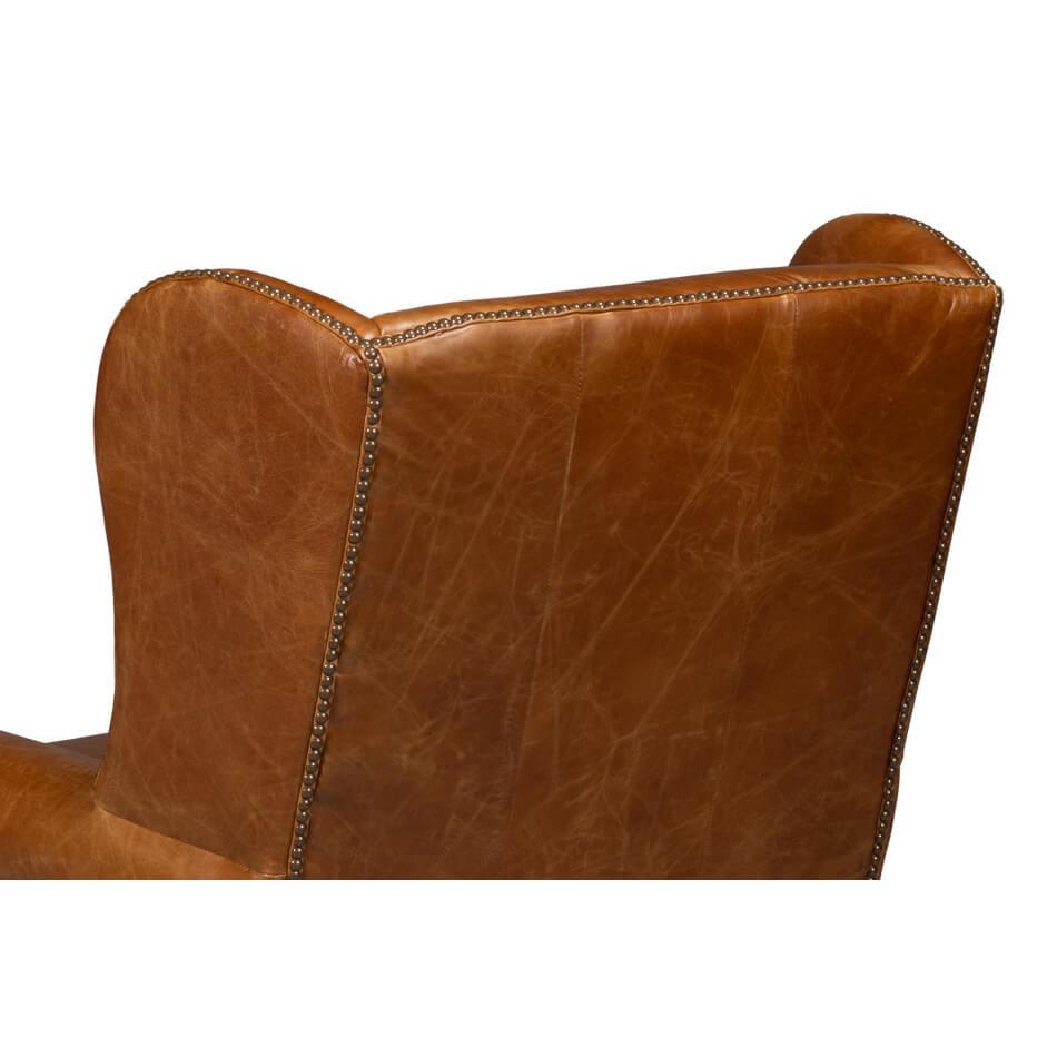 Contemporary Cuba Brown Classic Leather Armchair For Sale