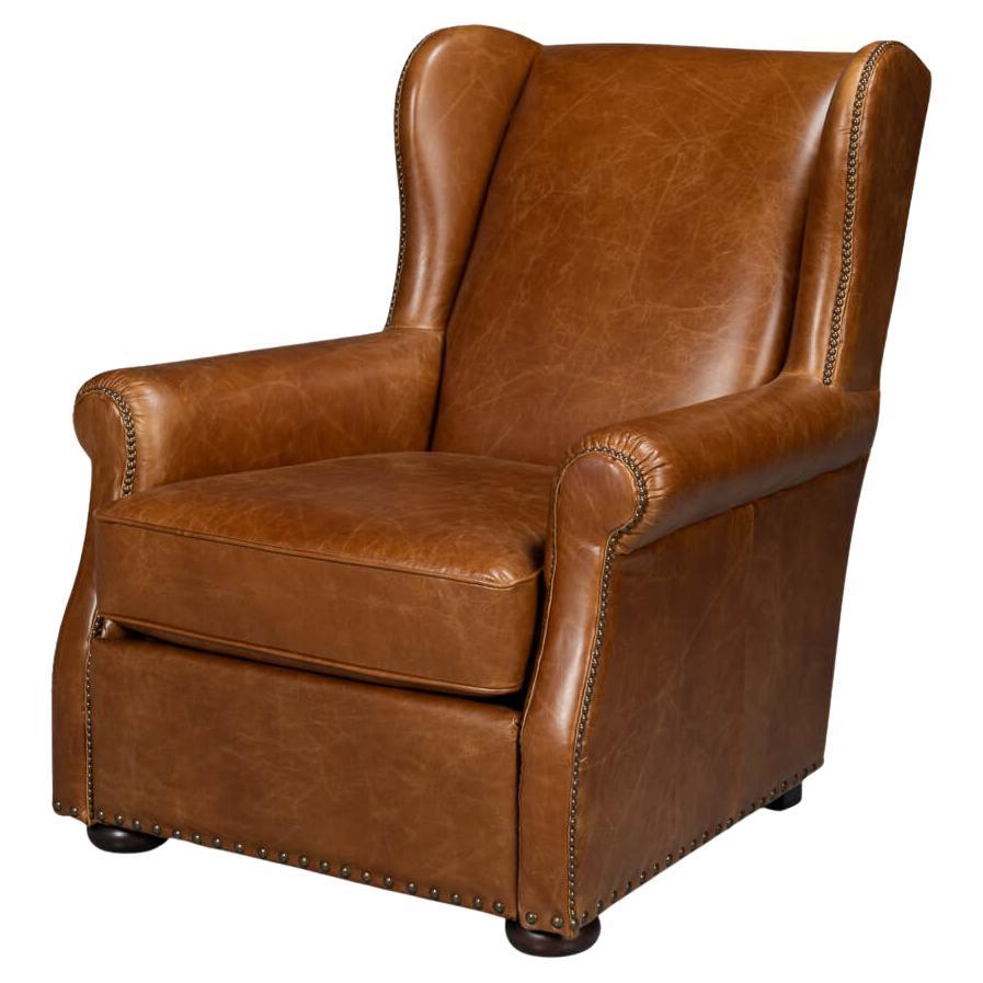Cuba Brown Classic Leather Armchair For Sale