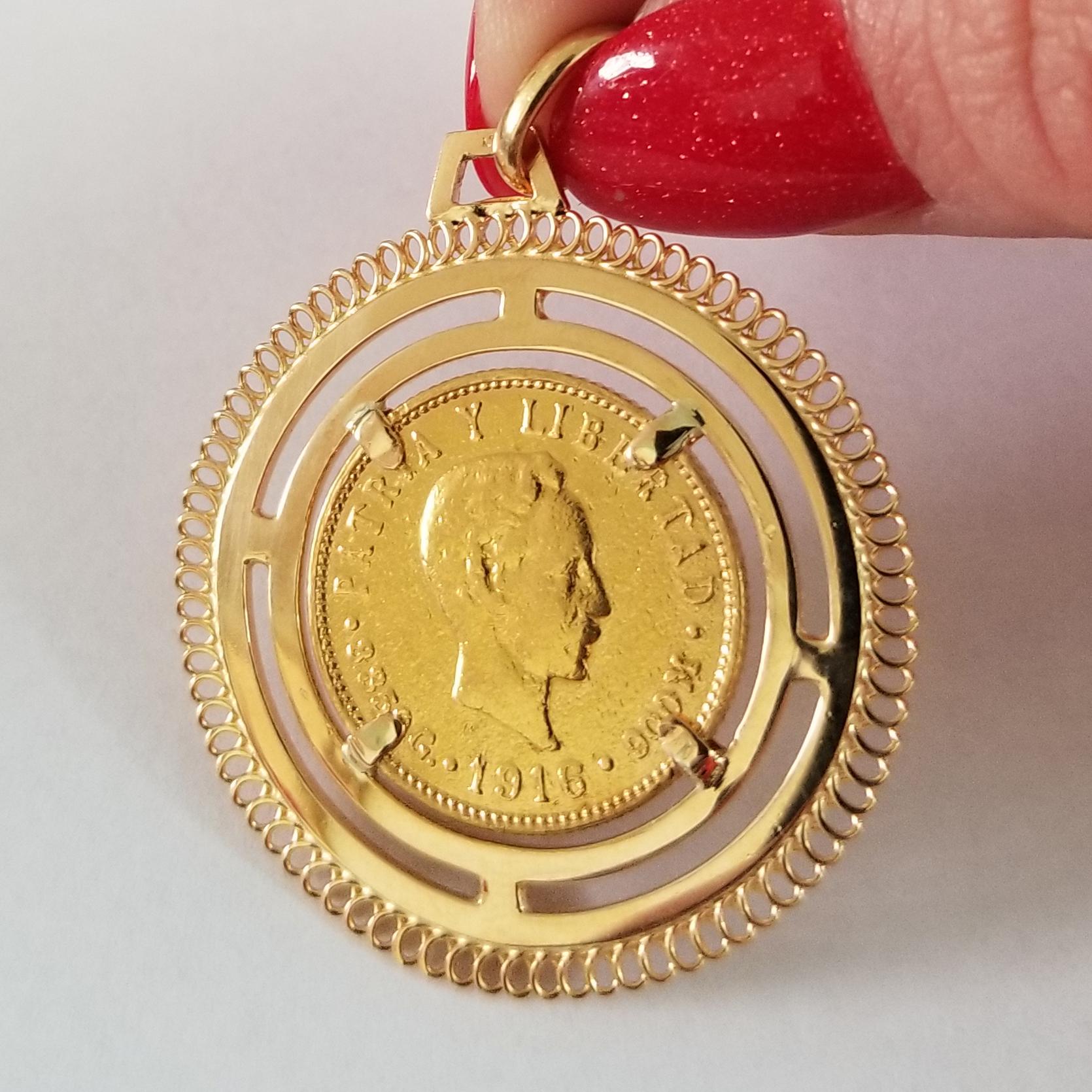 Women's or Men's Cuban 5 Cinco Pesos Pendant