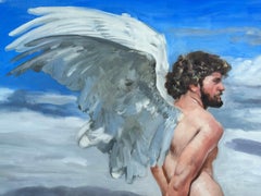 Cuban-American Artist Geiler Gonzalez Oil Painting on Canvas, "Icaro" Signed L/R