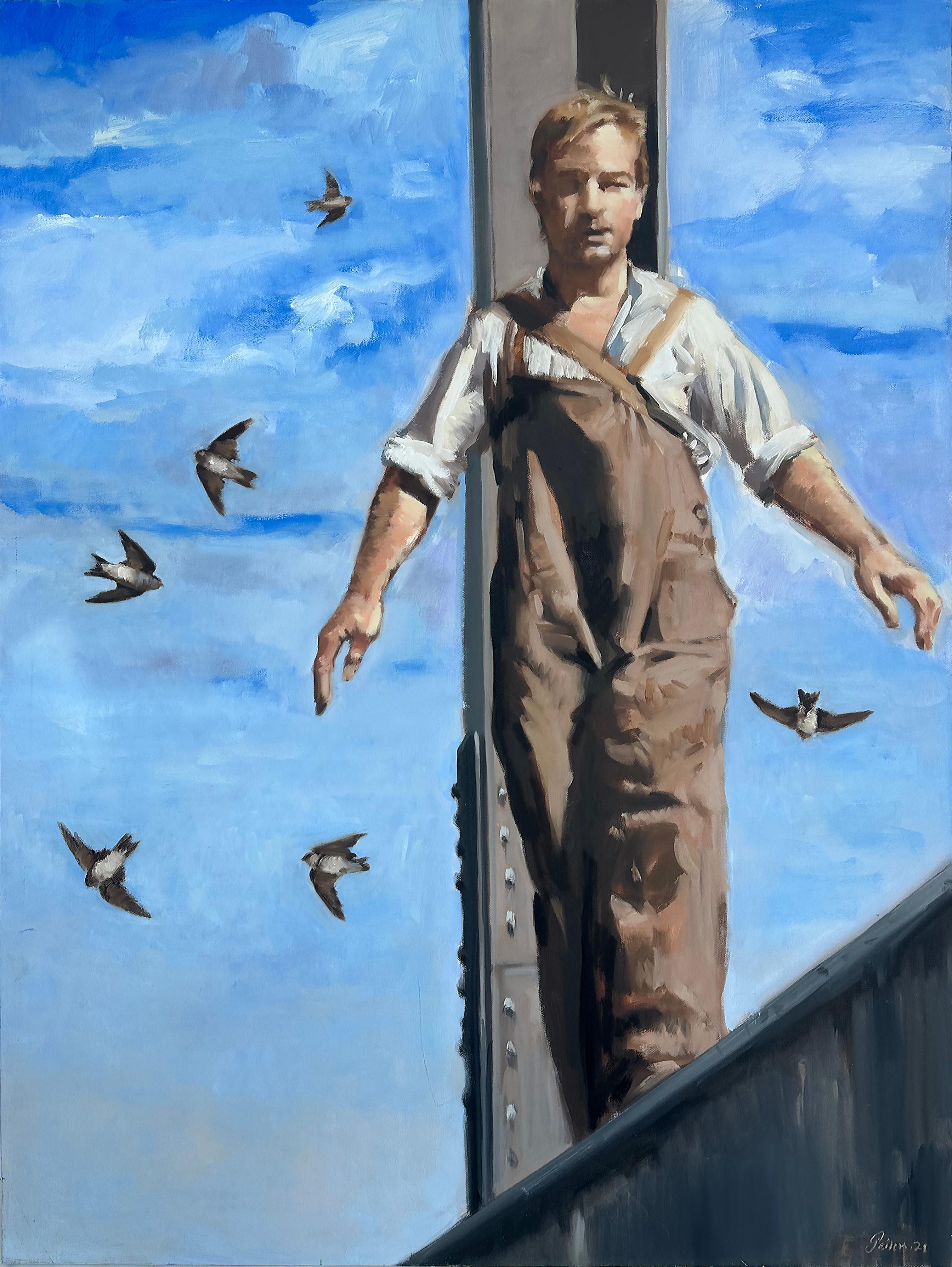 Cuban-American Artist Geiler Gonzalez Painting on Canvas 