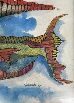 L'artiste cubain-américain Juan Navarette peint à l'aquarelle "Fish #6".