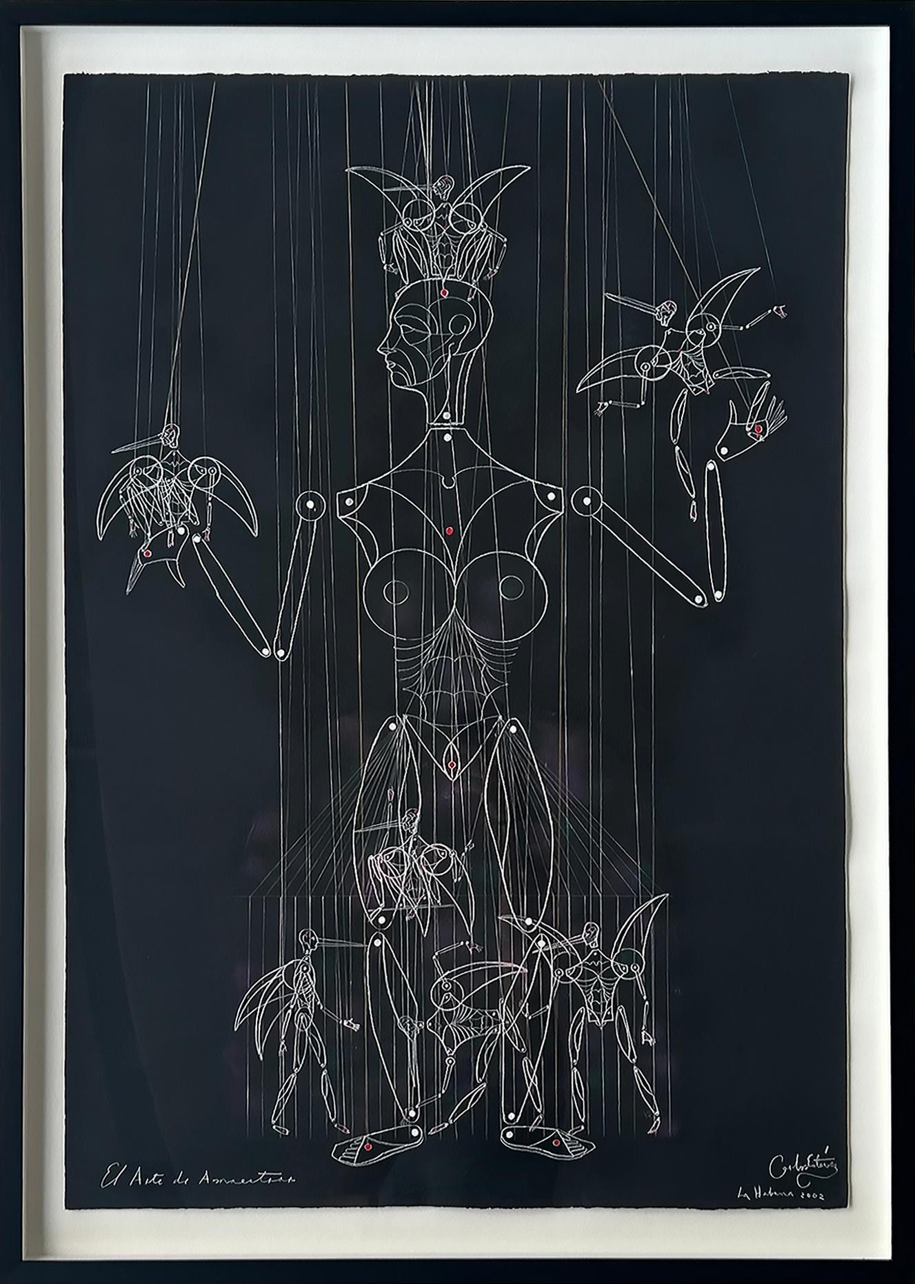 Disegno a tecnica mista dell'artista cubano Carlos Estevez, L'Avana, firmato in vendita 6