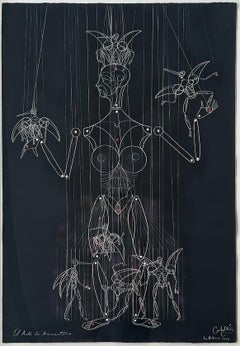 Disegno a tecnica mista dell'artista cubano Carlos Estevez, L'Avana, firmato