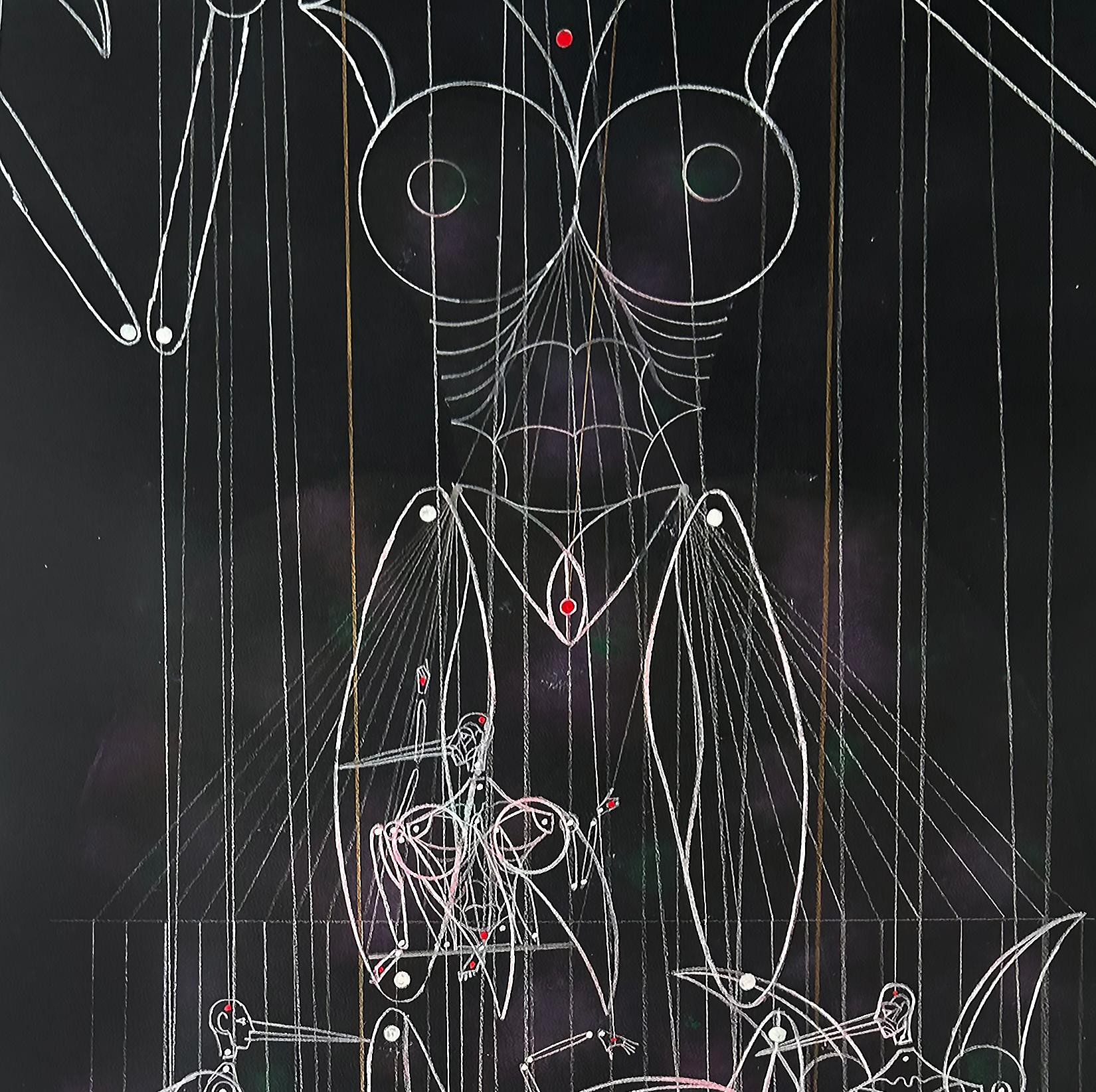 Disegno a tecnica mista dell'artista cubano Carlos Estevez, L'Avana, firmato In condizioni buone in vendita a Miami, FL