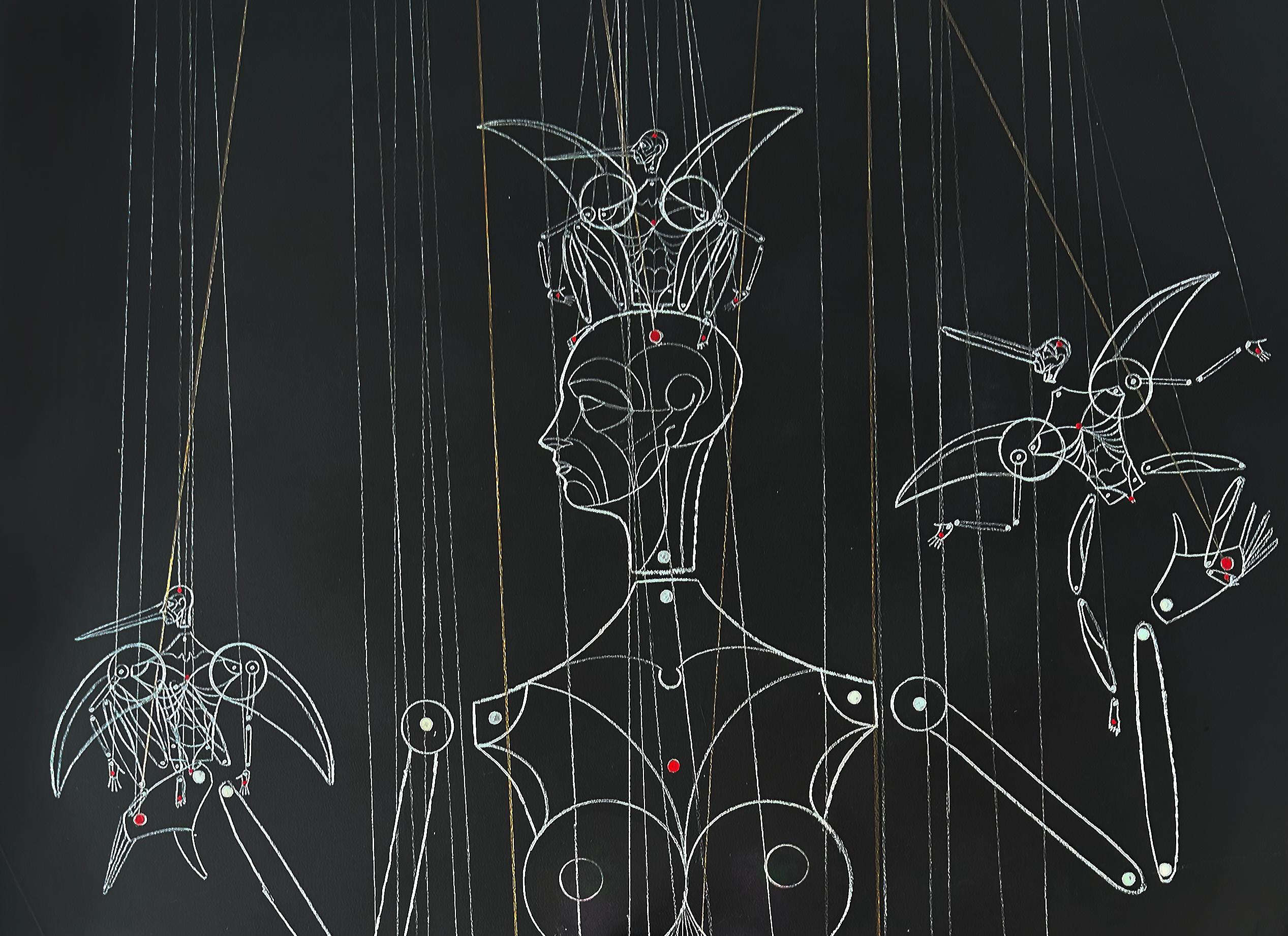 Disegno a tecnica mista dell'artista cubano Carlos Estevez, L'Avana, firmato in vendita 1