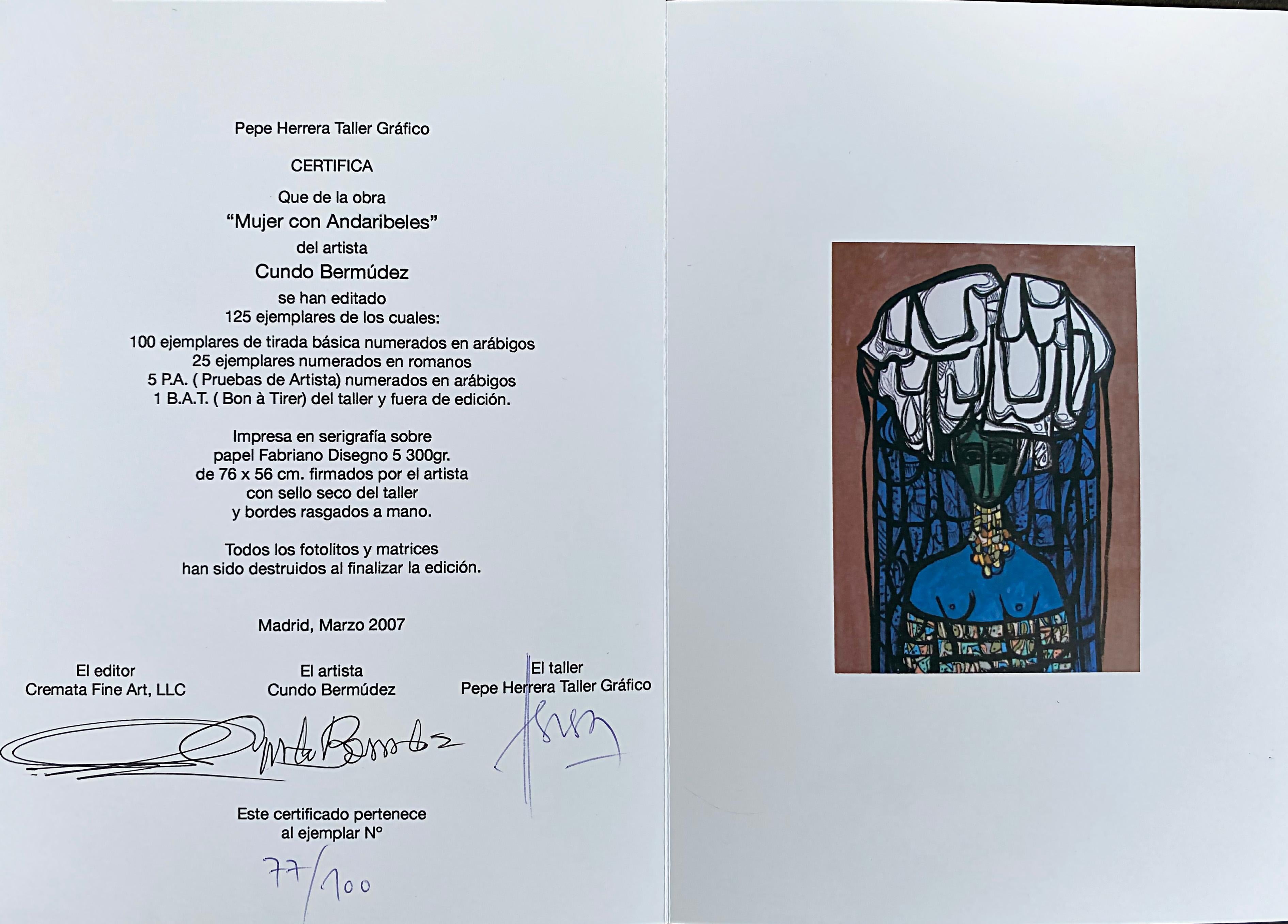Lithographie des kubanischen Künstlers Cundo Bermudez, signiert, nummeriert mit COA im Zustand „Gut“ im Angebot in Miami, FL