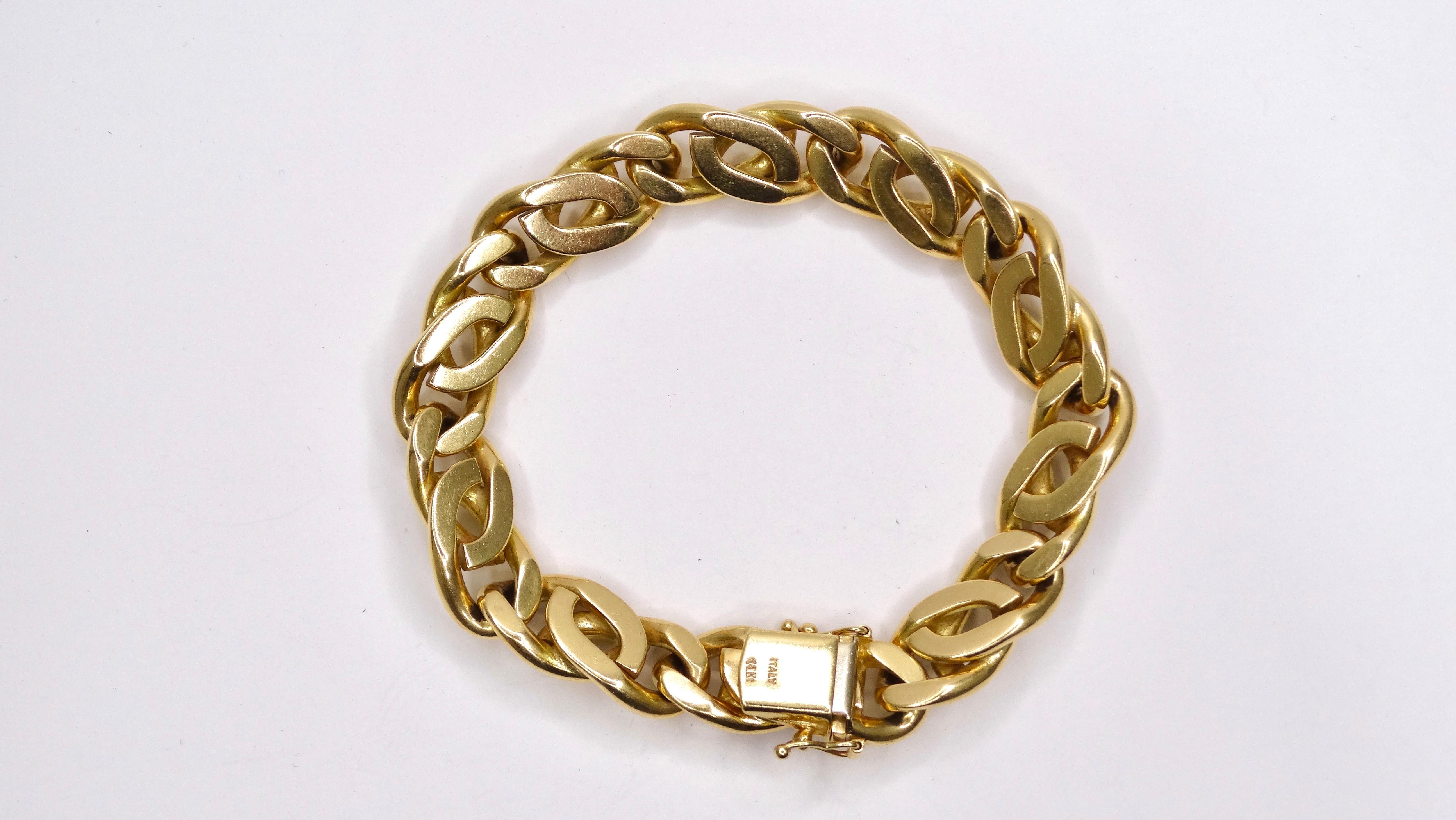 Bracelet cubain Miami à maillons en or jaune 14 carats  Bon état - En vente à Scottsdale, AZ