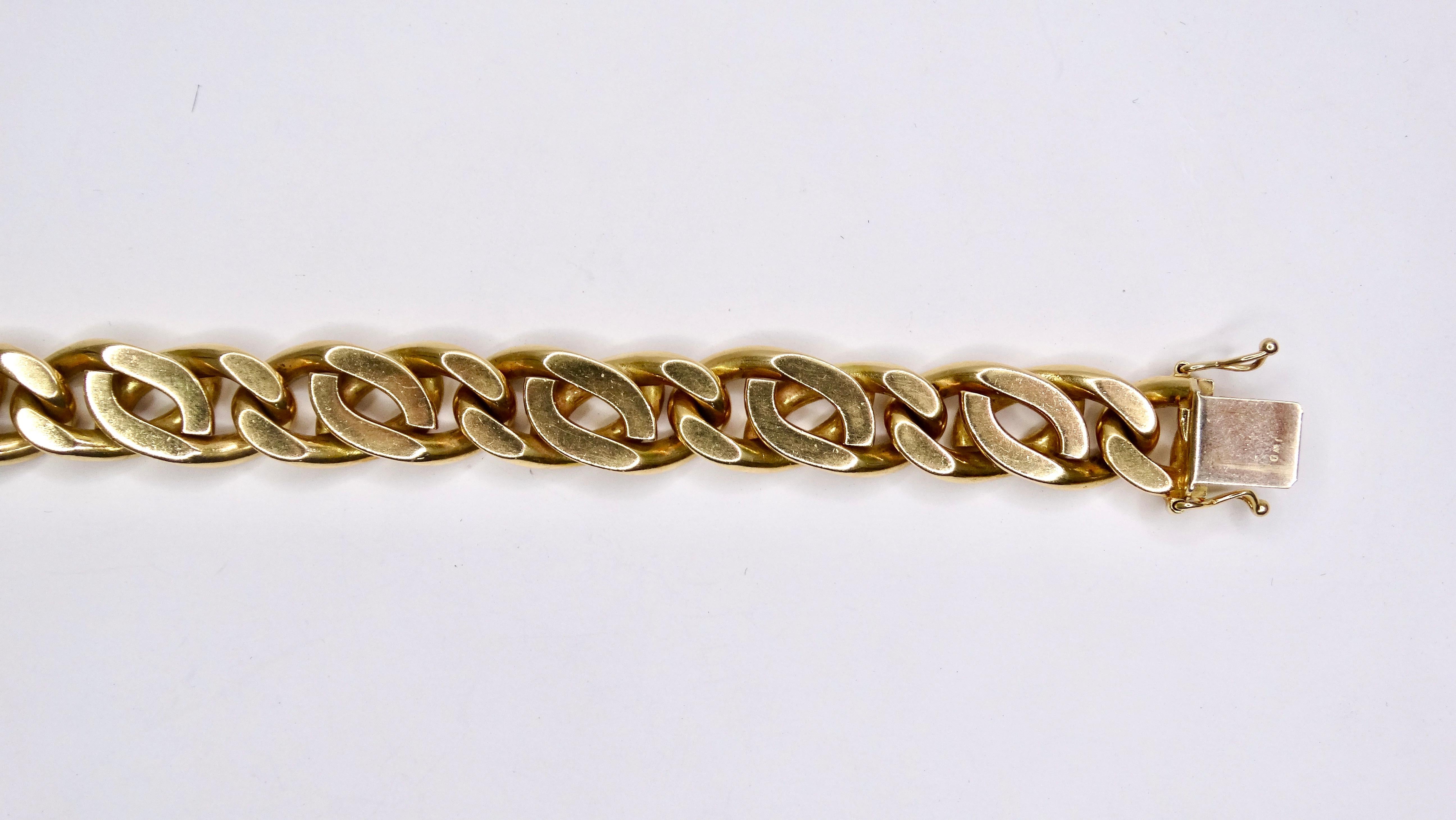 Women's or Men's Miami Cuban Bracelet 14k Yellow Gold Chain Link  For Sale