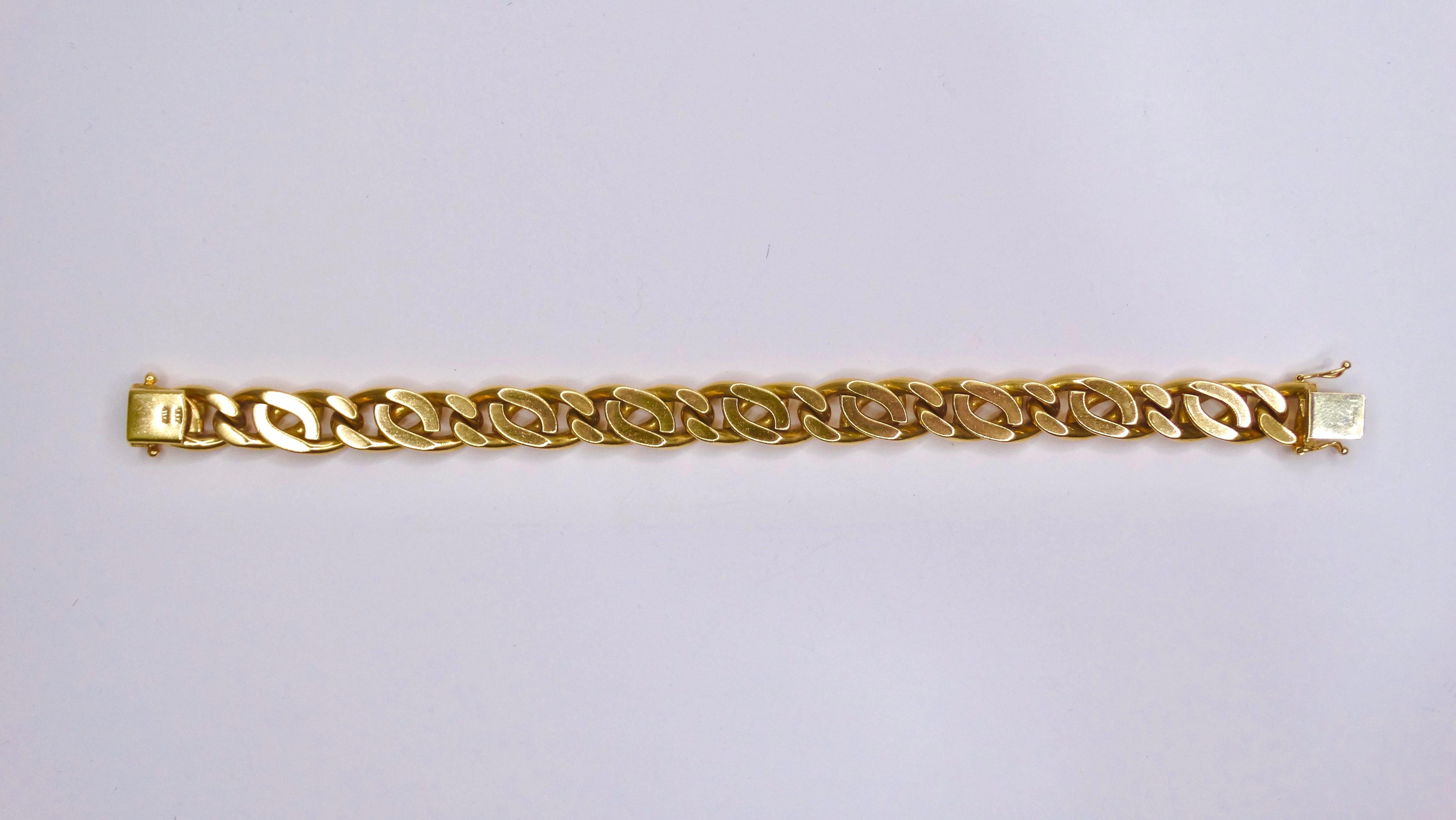 Bracelet cubain Miami à maillons en or jaune 14 carats  en vente 2